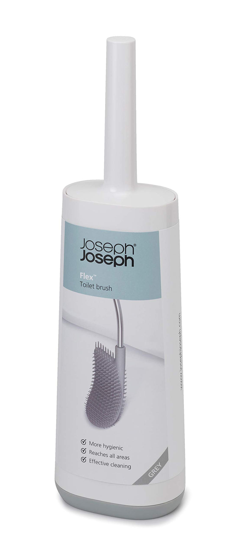  [AUSTRALIA] - Joseph Joseph 70515 Flex Toilet Brush with Slim Holder Flexible Anti-Drip, Gray With Holder