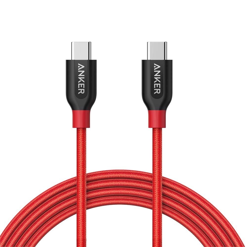  [AUSTRALIA] - USB C to USB C Cable, Anker PowerLine+ USB 2.0 Cord (6ft), High Durability, for USB Type-C Devices Including Galaxy Note 8 S8 S8+ S9, iPad Pro 2020, Pixel, Nexus 6P, Huawei Matebook, MacBook (Red) Red 6 Feet