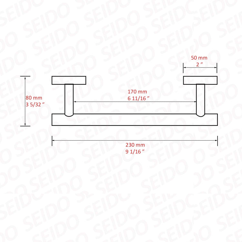 SEIDO Heavy Duty Commercial Grade-304 Stainless Steel 230mm/9-inch Total Length Bathroom Towel Bar, Hanging Space 180mm/7.1-inch Space-Saving Single Towel Rod, Full Brushed Stainless Steel Finish 9inch - LeoForward Australia
