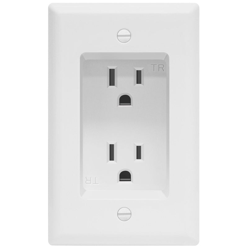  [AUSTRALIA] - TOPGREENER Recessed Duplex Receptacle Outlet, Tamper-Resistant, Size 1-Gang 4.48" x 2.76", 15A 125V, TG15RD31-2PCS, White (2 Pack) Standard