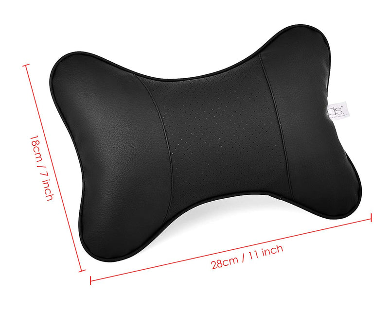  [AUSTRALIA] - DS. DISTINCTIVE STYLE Car Neck Pillow 2 Pieces PU Leather Travel Pillow for Head Rest Neck Support for Car Seat - Black
