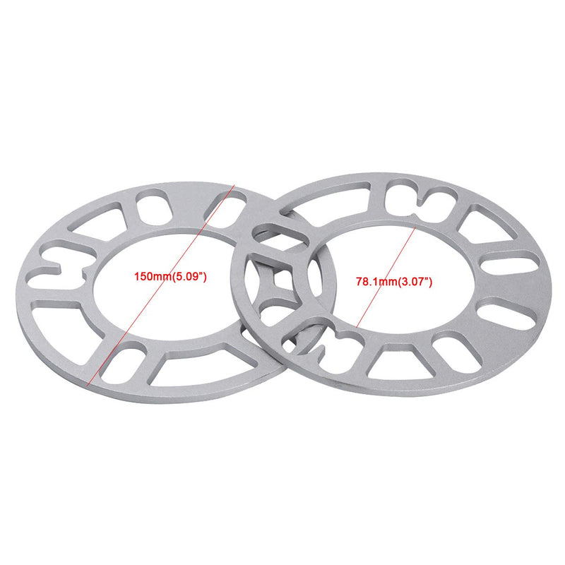  [AUSTRALIA] - dynofit Universal 5mm Thickness Wheel Spacers for 98-120mm Multiple Bolts Pattern(PCD), Pack of 4 Alloy Shims Spacer for 4 Lug(4x98-4x114.3mm) and 5 Lug (5x100-5x120mm) Wheels 4pcs