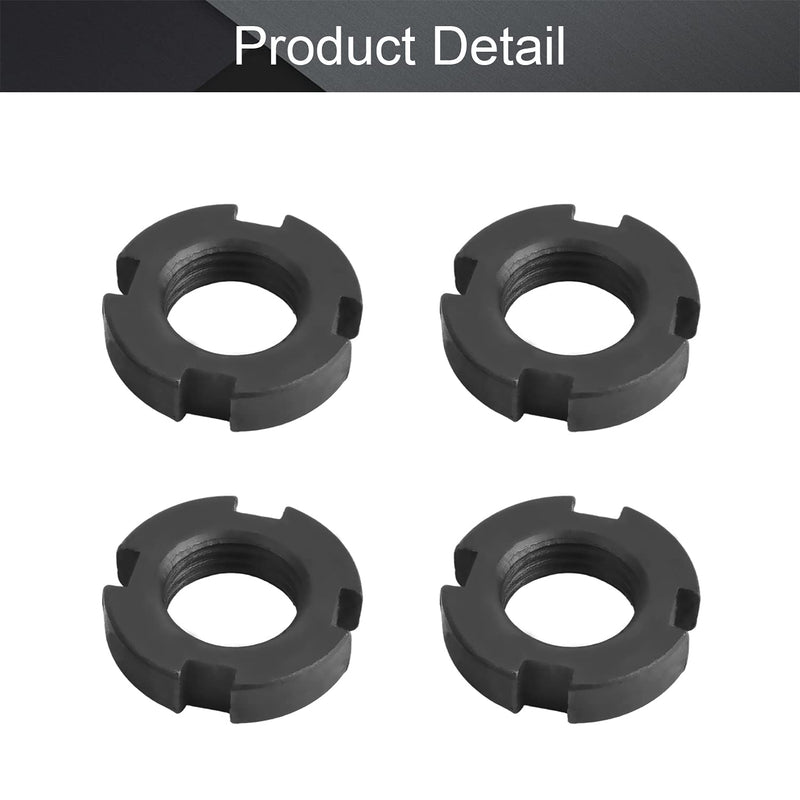  [AUSTRALIA] - MroMax M18x8mm Retaining Slotted Round Nuts,Carbon Steel 4-Slot Spanner Nut for Roller Bearing Pump Valve Black 4Pcs