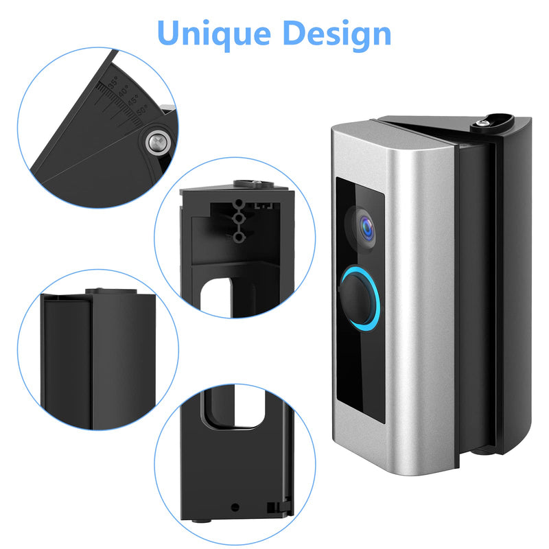  [AUSTRALIA] - RIOVO Adjustable 30 to 55 Degree Doorbell Angle Mount Compatible with Video Doorbell Wired/Pro/Pro 2, Replacement Angle Adjustment Adapter Mounting Bracket Wedge Kit Black