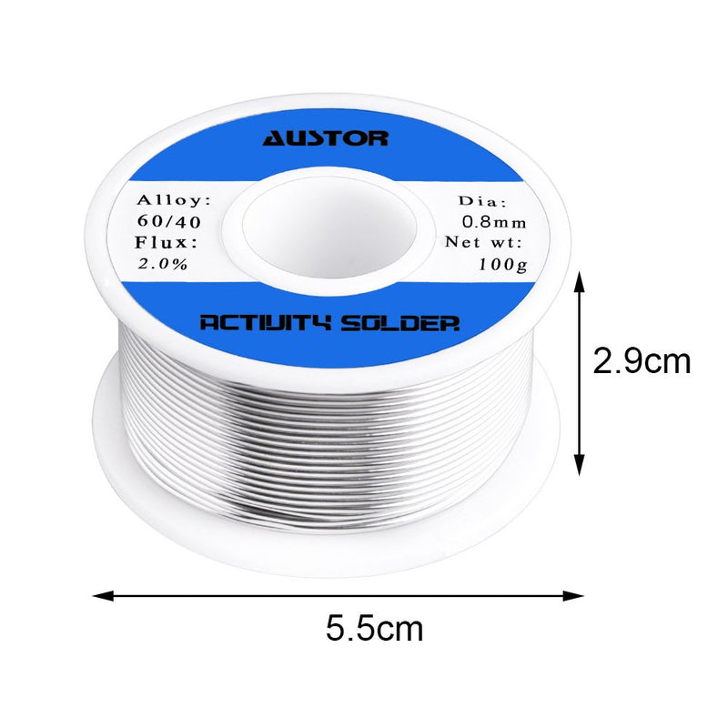  [AUSTRALIA] - AUSTOR 60-40 Tin Lead Rosin Core Solder Wire for Electrical Soldering (100g, 0.8mm)