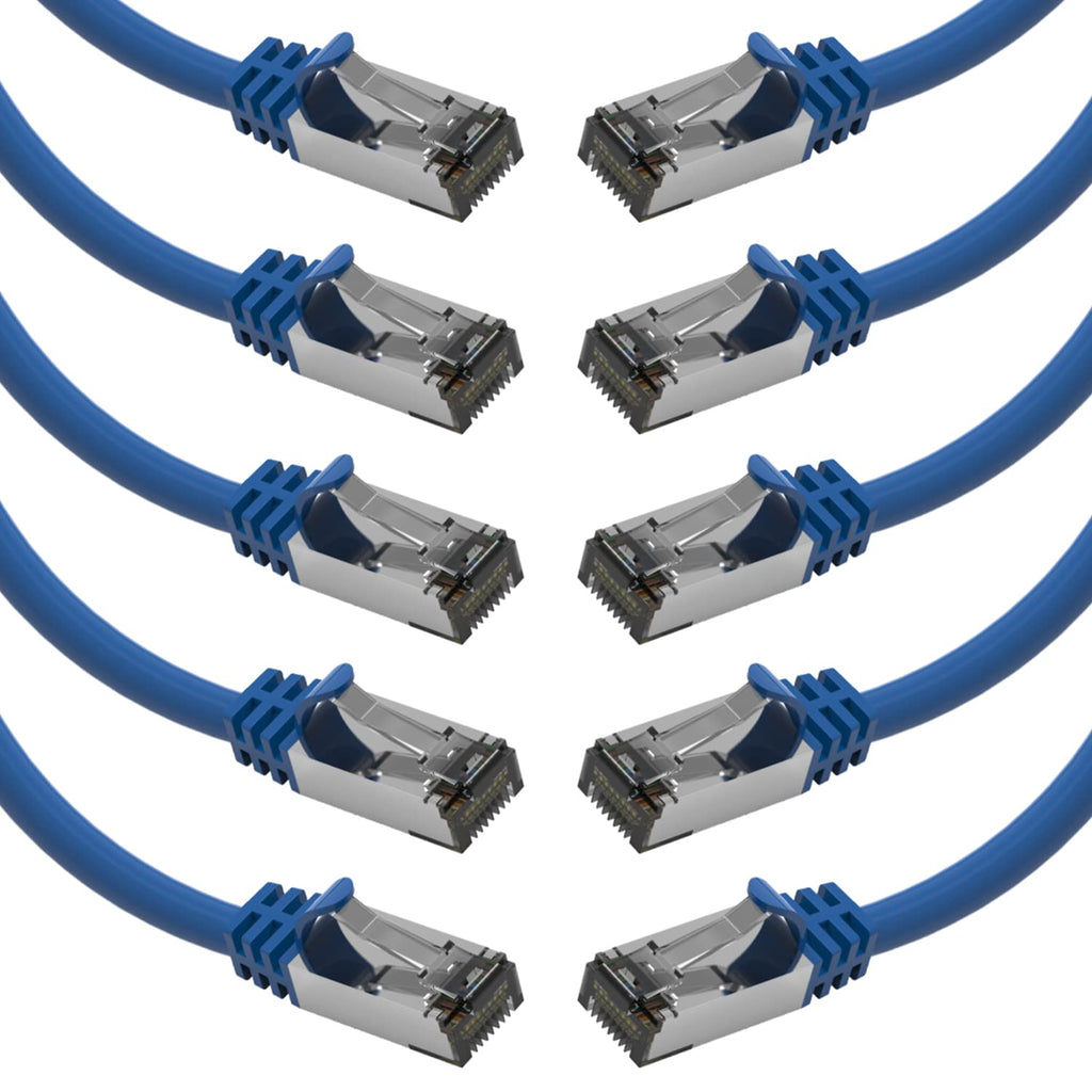  [AUSTRALIA] - Beszin [50 Micron Gold Plated] 5Ft Cat.8 S/FTP Shielded Ethernet Network Cable Blue 26AWG- 10 Pack