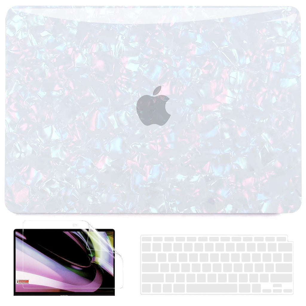  [AUSTRALIA] - B BELK Compatible with MacBook Air 13 inch Case 2022 2021 2020 2019 2018 M1 A2337 A2179 A1932 Touch ID Retina Display, Plastic Laptop Hard Shell Case + 2 Keyboard Cover + Screen Protector, Shiny Pearl