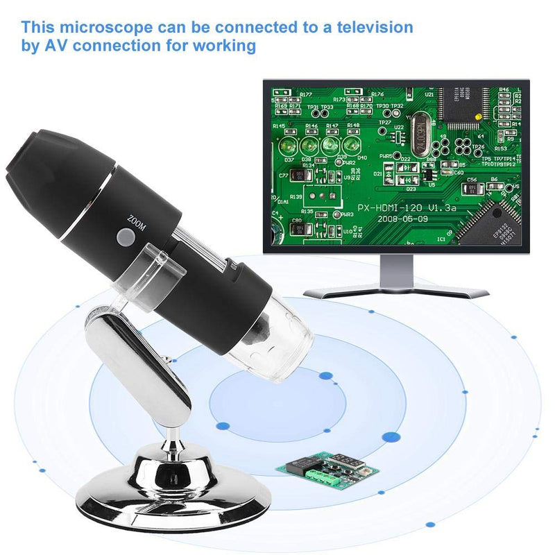  [AUSTRALIA] - Digital Microscope, Walfront Handheld Digital Electronic Microscope 1000X Magnifier 8 LED Adjustable Observation Stand Analog AV Output for TV(US Plug, 110V)