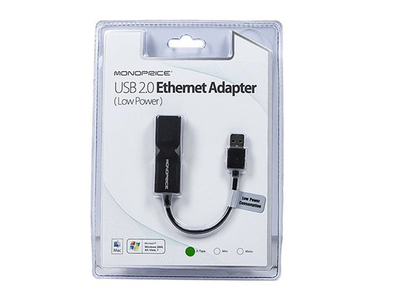Monoprice USB 2.0 Ultrabook Ethernet Adapter (109466) - LeoForward Australia