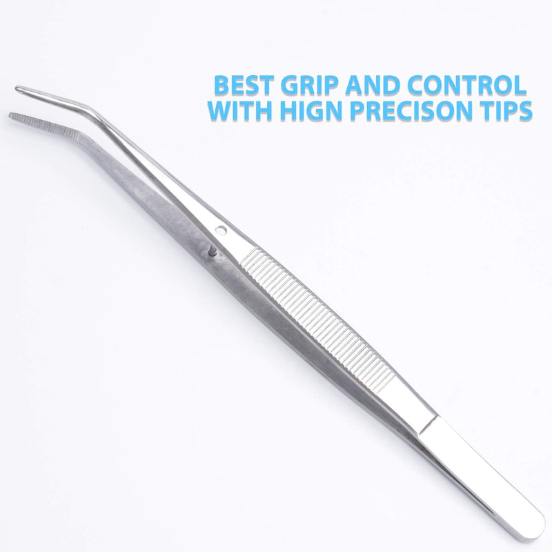  [AUSTRALIA] - 6 Pieces Sewing Machine Oil Tweezers College Tweezer Curved Tweezers Precision Stainless Steel 6 Inch Long Serger Tweezers for Craft with Serrated Tips Serrated Bent Tweezers Tips