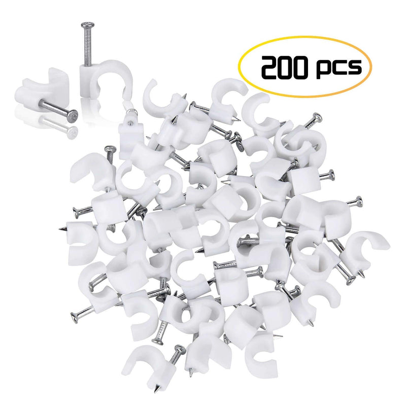  [AUSTRALIA] - Cable Wire Clips 4mm 6mm 8mm 10mm (Pack of 200) Cable Management RG6 RG59 CAT5 CAT6 RJ45 Electrical Ethernet Dish TV Speaker Wire Cord Tie Holder Single Coaxial Nail Clamps 200 Pack