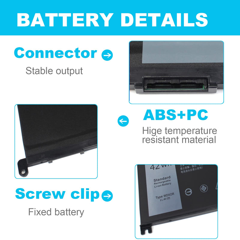  [AUSTRALIA] - New WDX0R WDXOR 42Wh Laptop Battery for Dell Inspiron 17 5765 5767 5770 15 5565 5567 5568 5578 7560 7570 7579 7569 13 5368 5378 7368 7378 Series Notebook Battery Fits dell  3CRH3 T2JX4 FC92N CYMGM