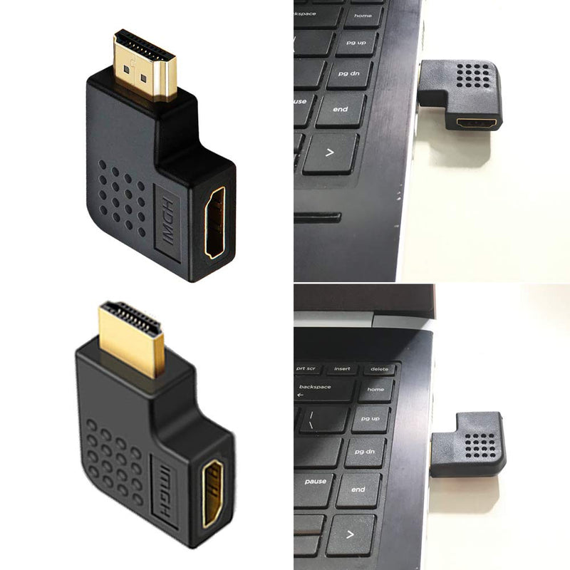  [AUSTRALIA] - AONTOKY 6Pack 3D and 4K HDMI Angled Adapter Combo 4 Pcs 90 and 270 Degree 2 Pcs Vertical Flat Left and Right 90 Degree Male to Female HDMI Adapter TV Connector