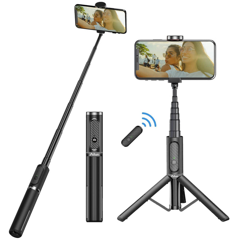  [AUSTRALIA] - Ailun Camera Lens Protector for iPhone 13 Pro 6.1" ＆ iPhone 13 Pro Max 6.7",Tempered Glass and Selfie Stick Tripod,Extendable Aluminum,3 in 1,Bluetooth Wireless Remote and 360 Rotation Stand