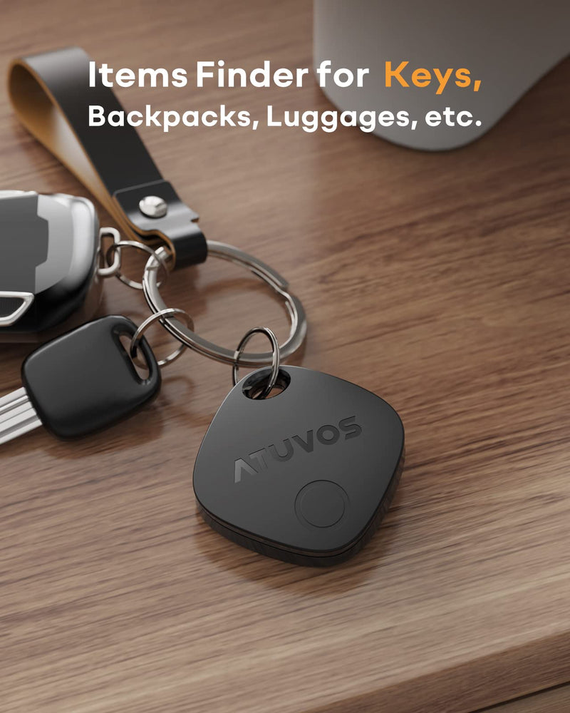  [AUSTRALIA] - ATUVOS Key Tag, Bluetooth Tracker Works with Apple Find My (iOS only), IP67 Waterproof, Privacy Protection, Lost Mode, Item Locator for Suitcase, Bags, and More 3 Pack Black