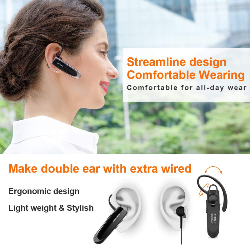  [AUSTRALIA] - Link Dream Bluetooth Earpiece for Cell Phones Wireless V5.0 Hands Free Headset Noise Canceling Mic 24Hrs Talking 1440Hrs Standby Compatible with Mobile Phone Tablet Laptop for Work from Home Driver BLACK