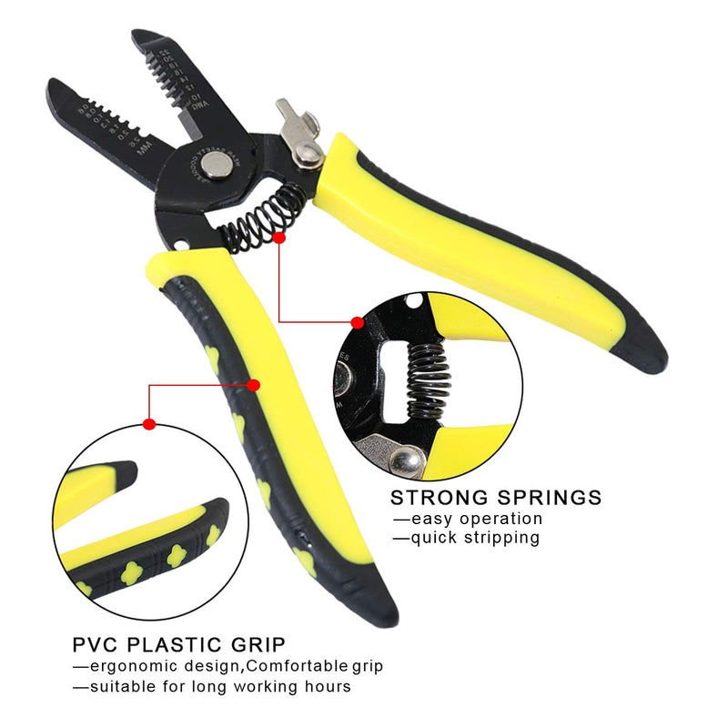  [AUSTRALIA] - Boeray 10-22 AWG and 8-14 AWG Precision Wire Stripper Wire Stripping Tool Wire Cutter Wire Crimper and Multi-Function Hand Tool Pack of 2 1pcs 7 inch+1pcs 8 inch