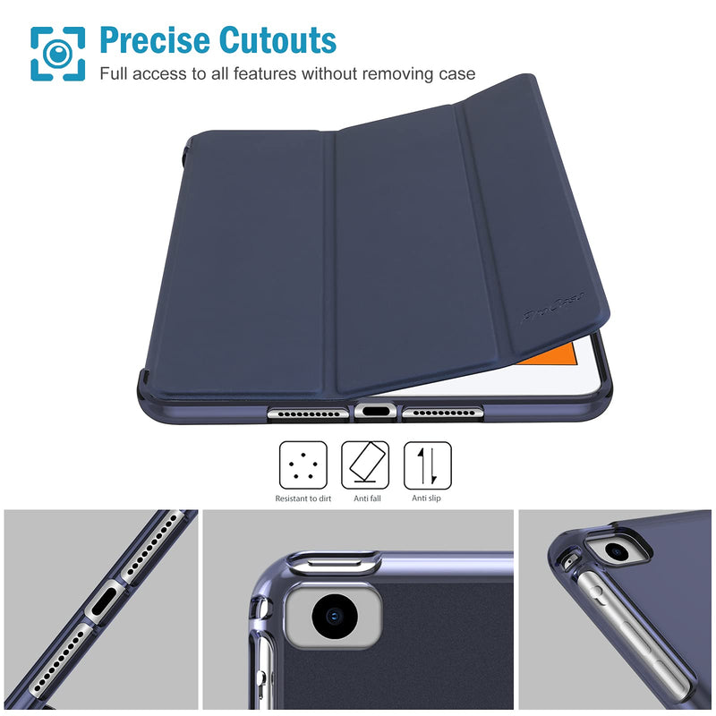  [AUSTRALIA] - ProCase iPad Mini Case for iPad Mini 5 2019 / Mini 4, Mini 1 2 3, Slim Soft TPU Translucent Back Cover Trifold Stand Folio Smart Case for iPad Mini 5th Generation 2019, iPad Mini 4 3 2 1 -Navy Navy