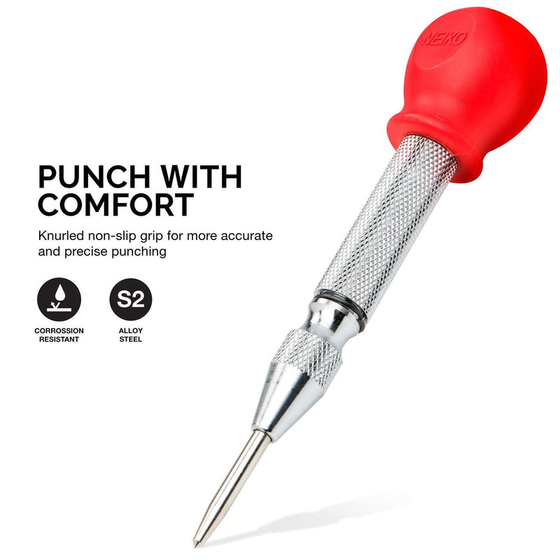  [AUSTRALIA] - NEIKO 02638A 5-Inch Automatic Center Hole Punch, Adjustable Impact Spring-Loaded Puncher Tool 5" Punch