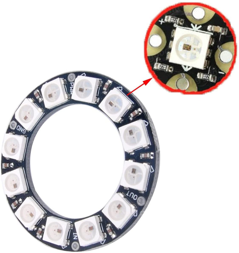  [AUSTRALIA] - WS2812 RGB LED Ring Set Kit 5050 WS2812B 7 12 16 24 Bits with Integrated Drivers for Arduino Raspberry Pi Mirco:bit ESP32