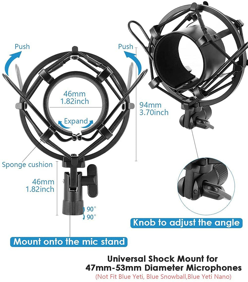  [AUSTRALIA] - AT2020 Mic Shock Mount with Windscreen Mount Made from Quality Materials to Eliminate Vibrations - Acoustic Foam Act as a Pop Filter for your Mic