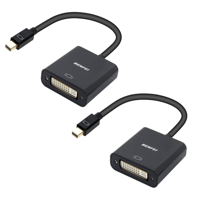  [AUSTRALIA] - Mini DisplayPort to DVI 2 Pack, Benfei Gold-Plated Mini DP to DVI (Thunderbolt Compatible) Male to Female Adapter Compatible with MacBook Air/Pro, Microsoft Surface Pro/Dock, Monitor, Projector