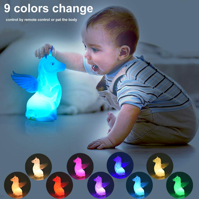 [AUSTRALIA] - HYODREAM Unicorns Gifts for Girls,Nursery Unicorn Night Light with Pat Sensor and Remote(Timer),Rechargeable 9 Colors Changing Unicorn Toys for 2 3 4 5 6 7 8 9 Year Old Girls Gifts for Birthday