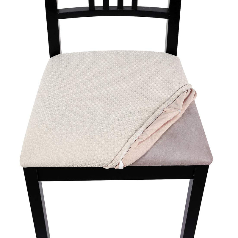  [AUSTRALIA] - Homaxy Premium Jacquard Dining Room Chair Seat Covers, Washable Spandex Stretch Dinning Chair Upholstered Cushion Cover, Waffle Slipcover Protectors with Ties - Set of 2, Beige Style A-2pcs