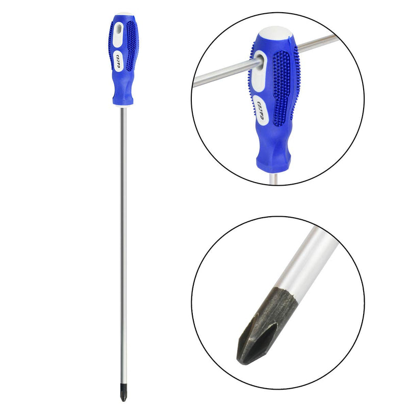  [AUSTRALIA] - Nxtop 12-inch long Screwdriver Magnetic Tip Cross Head Flat Head NO.2 Screwdriver 2pack