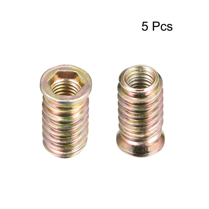  [AUSTRALIA] - uxcell Wood Furniture M10x30mm Threaded Insert Nuts Interface Hex Socket Drive 5pcs