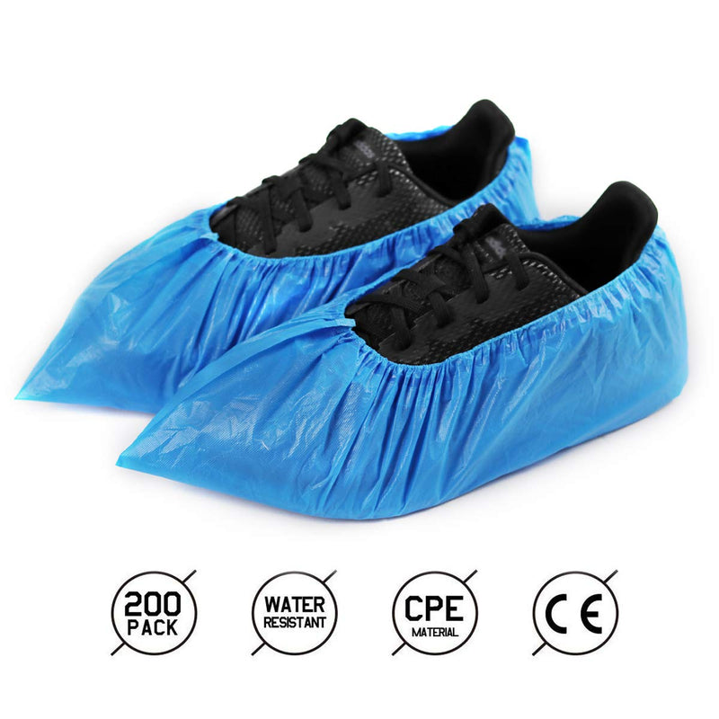  [AUSTRALIA] - 200 Pack (100 Pairs) Shoe Covers Disposable - Shoe Covers & Disposable Boot Waterproof Slip Resistant Shoe Booties (Large Size - Fit US Men's 11 & US Women’s 12.5) Blue-200pcs