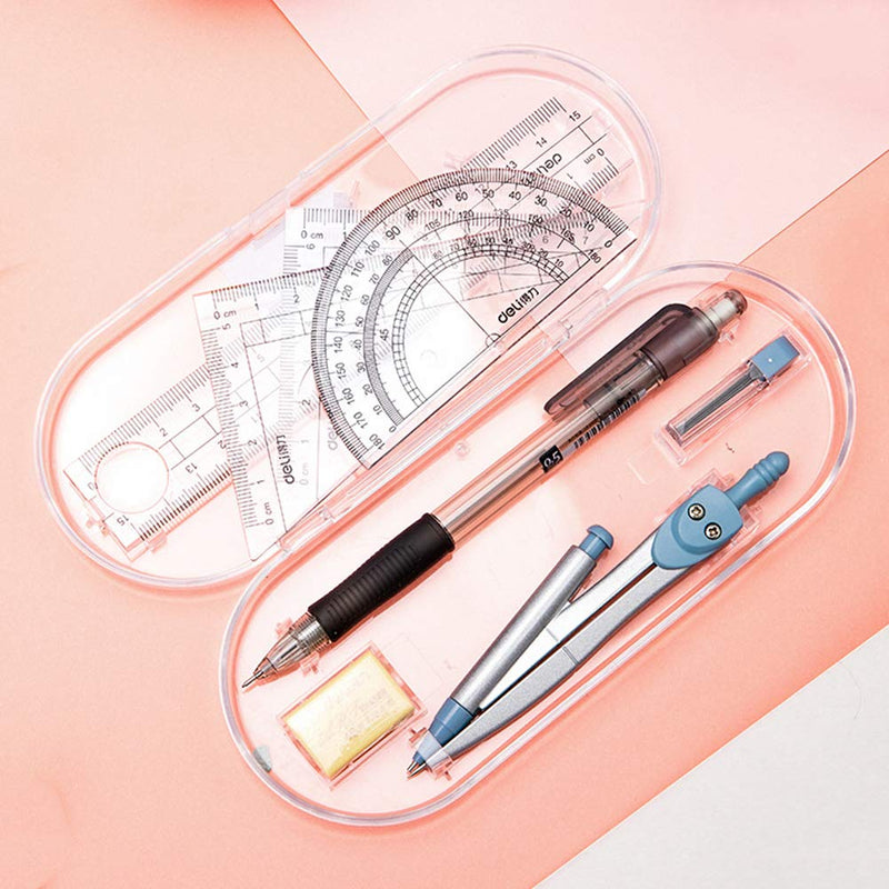 Waremew Compass Set for Geometry Math Geometry Kit 8 Pieces - Student Supplies Drawing Compass, Protractor, Rulers, Pencil Lead Refills, Pencil, Eraser for Students and Engineering Drawing - LeoForward Australia