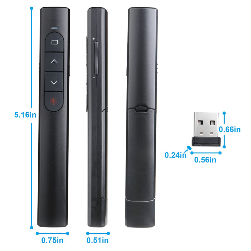  [AUSTRALIA] - Wireless Presenter Remote,Presentation Clicker with Hyperlink &Volume Remote Control PowerPoint Ofifice Presentation Clicker for Keynote/PPT/Mac/PC(Battery Included) USB-Black