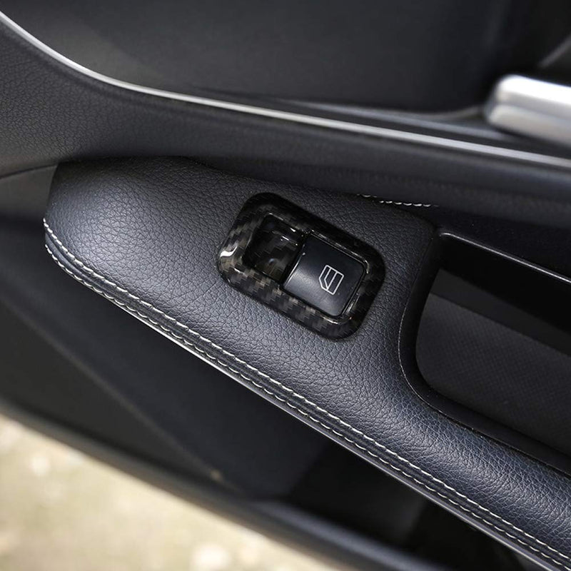 5Pcs Keenso Carbon Fiber power Window Switch Button Cover Trim Accessories Decoration for Mercedes Benz A B C E CLA GLA GLK ML GLE Class W204 - LeoForward Australia