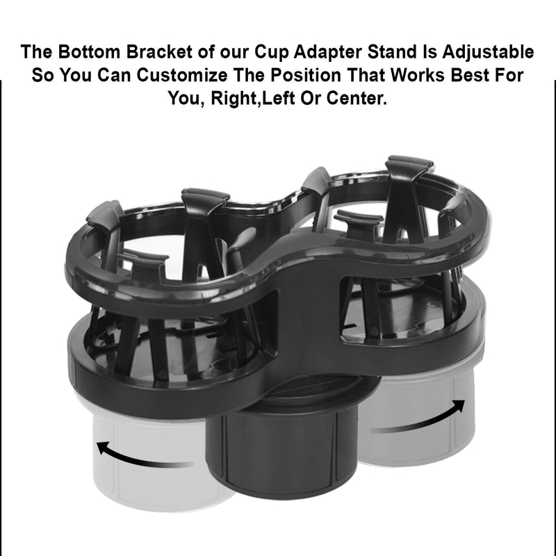  [AUSTRALIA] - lebogner Car Cup Holder Expander, 2 in 1 Cup Adapter Organizer Stand with an Expandable Bracket for A Snug Fit, Or Movable, Detachable Base, Multifunctional Bottle Holder Extender for Coffee & Drinks