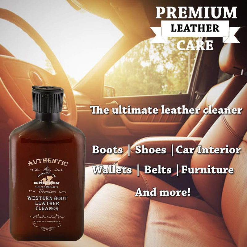  [AUSTRALIA] - GRIFFIN Western Leather Cleaner - Premium Leather Cleaner and Conditioner (Boot Polish, Shoe Cleaner, Purses, Handbags, Upholstery, Couch Cleaner, Car Interior Cleaner and more!) - Made in the USA