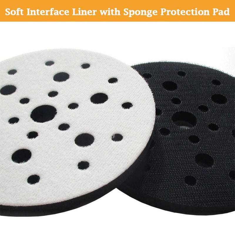  [AUSTRALIA] - Gekufa Soft Interface Pad 6 Inch, Hook and Loop Soft Sponge Cushion Interface Buffer Pad 2 Pack, 6" x 1/2" x 3/4" Polishing Sponge Cushion Pad