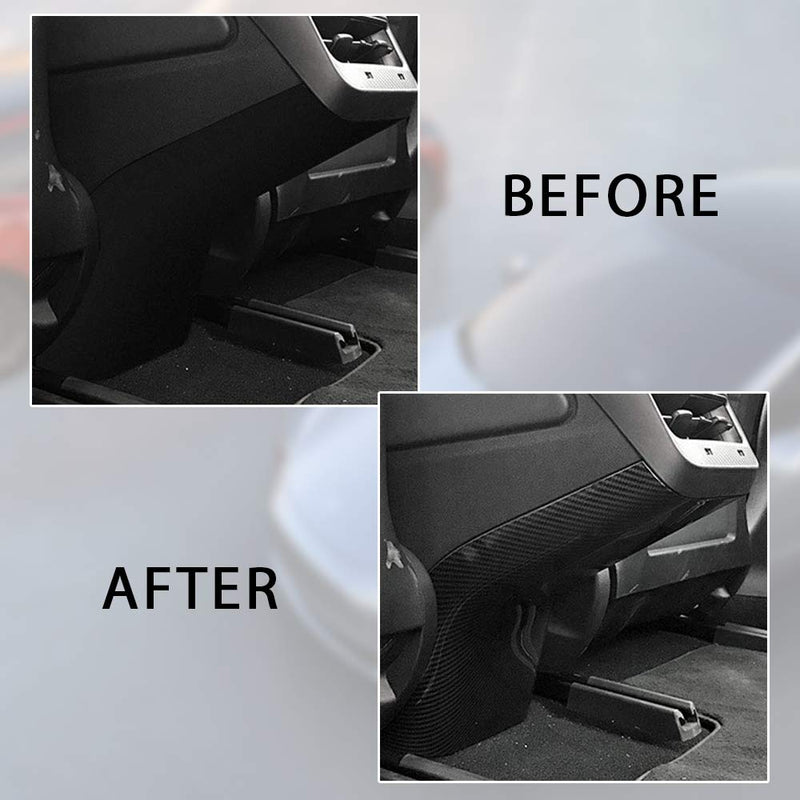  [AUSTRALIA] - CoolKo Custom Fit Anti Kick Trim Car Rear Console Center Air Conditioner Vent Outlet Frame Cover Compatible with Model 3 - Carbon Fiber Pattern