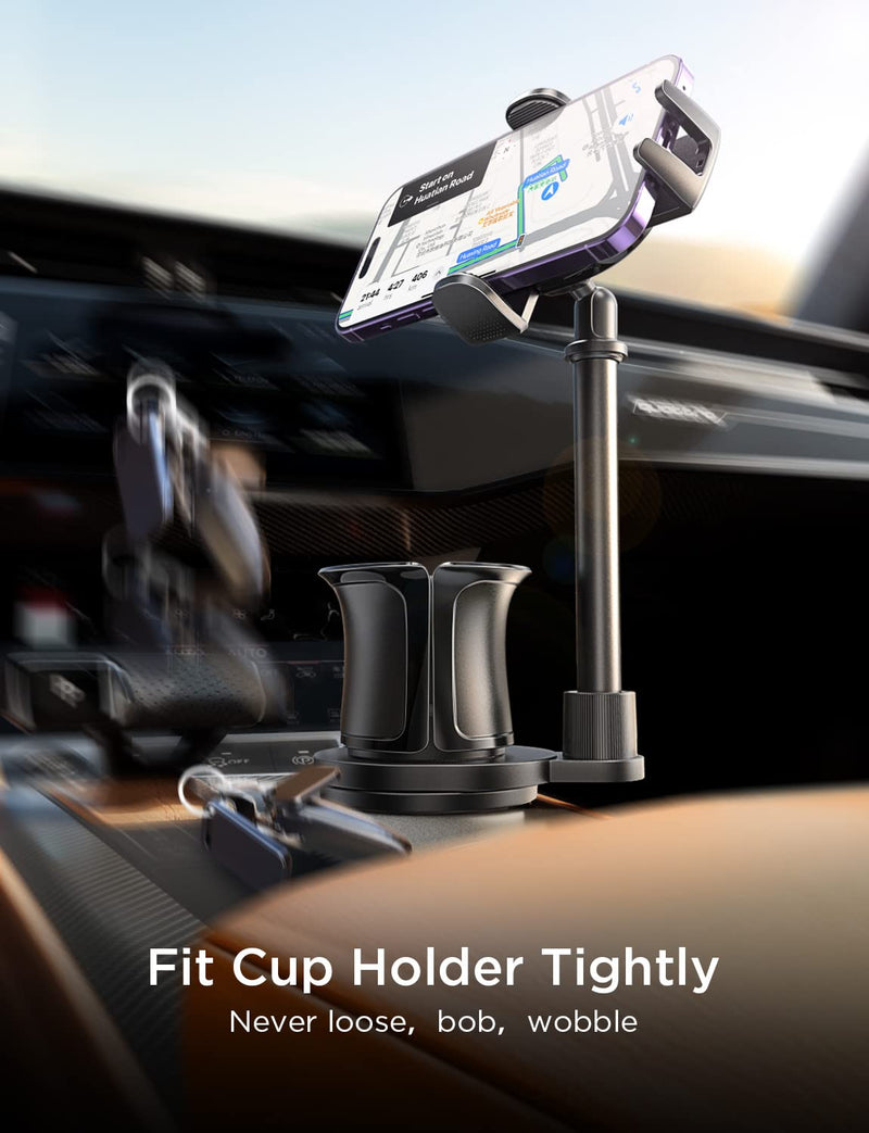  [AUSTRALIA] - Cup Holder Expander Phone Mount for Car Tough 2-in-1 LISEN Cup Phone Holder for Car Mount, Adjustable Base & Clamp Cell Phone Holder for Car Fit Car, Truck, SUV, Tesla, Fit All iPhone & Android