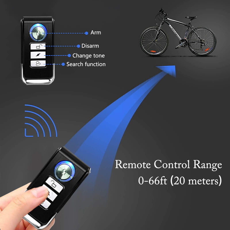  [AUSTRALIA] - KCMYTONER 1 Pack 113dB Wireless Anti-Theft Vibration Waterproof Security Cycling Bike Alarm Motorcycle Bicycle Alarm with Remote Control