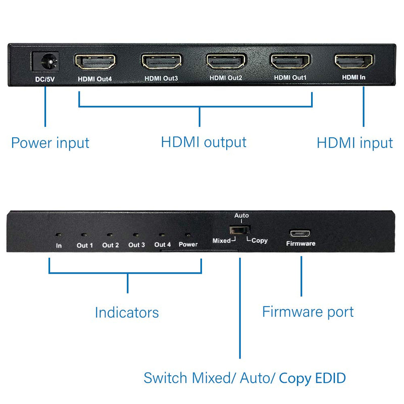  [AUSTRALIA] - AVUE HDMI Splitter 1x4 Supports 3D 4Kx2K HDCP and EDID