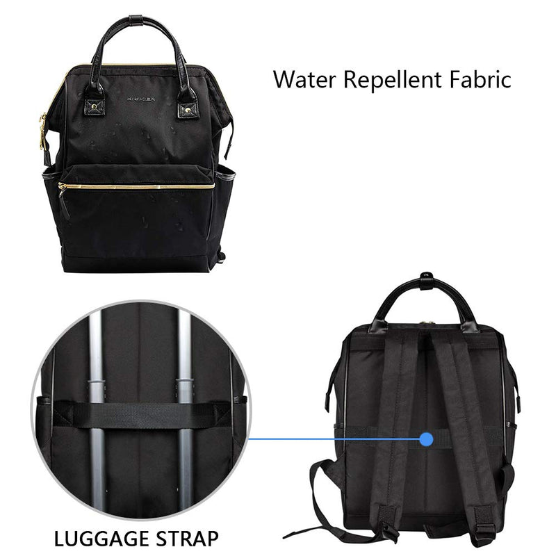  [AUSTRALIA] - KROSER Laptop Backpack 15.6 Inch Stylish School Computer Backpack Doctor Bag Water Repellent College Casual Daypack with USB Port Travel Business Work Bag for Men/Women-Black Black-15.6"