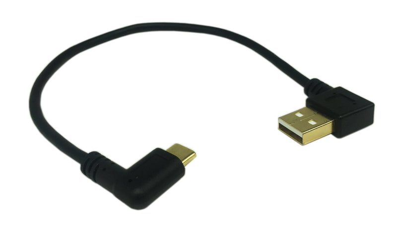 CERRXIAN 9 inch Gold Plated USB Left & Right Angle 3.0 Type C Male to Left Angle USB Type A 2.0 Male Fast Charge and Data Sync Cable L - LeoForward Australia