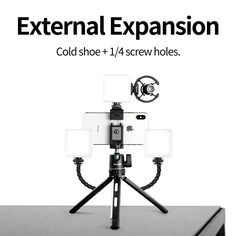  [AUSTRALIA] - Camera/Phone Tripod, Aluminum 360 Rotation with Phone Holder/Camera Adapter/Extension Arm for DSLR iPhone Samsung Canon Go Pro Vlogging Live Streaming Tripod C Bundle