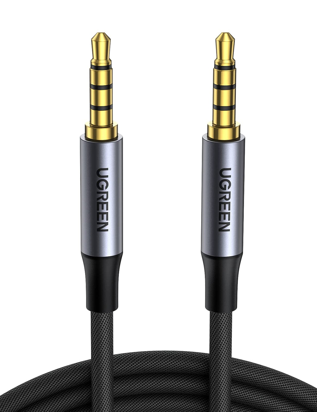  [AUSTRALIA] - UGREEN 3.5mm Audio Cable Braided 4-Pole Hi-Fi Stereo TRRS Jack Shielded Male to Male AUX Cord Compatible with iPad, Samsung Phones, Tablets, Car Home Stereos, Headphones, Speaker, 3FT