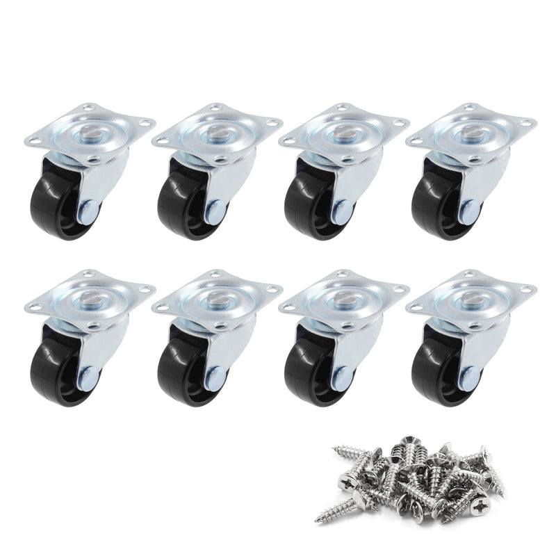  [AUSTRALIA] - Luomorgo 1 inch Dia Swivel Caster Wheels Rubber Base with Rectangle Top Plate & Bearing Heavy Duty 8pcs