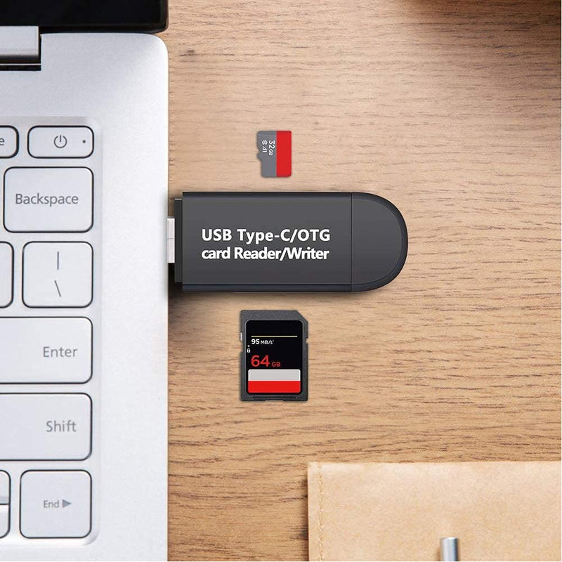 COCOCKA Micro SD Card Reader, 3-in-1 USB 2.0 Memory Card Reader OTG Adapter for PC/Laptop/Smart Phones/Tablets USB 2.0 black - LeoForward Australia