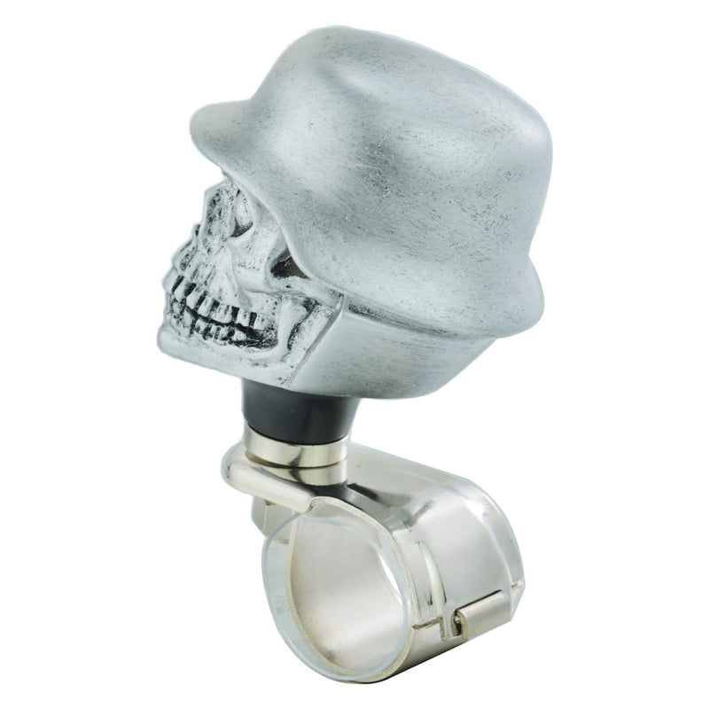  [AUSTRALIA] - Lunsom Skull Soldier Wheel Control Power Grip Green Eyes Steering Spinner Driving Handle Booster Suicide Knob Car Turning Aid Helper Fit Universal Auto Manual Vehicle (Silver) silver
