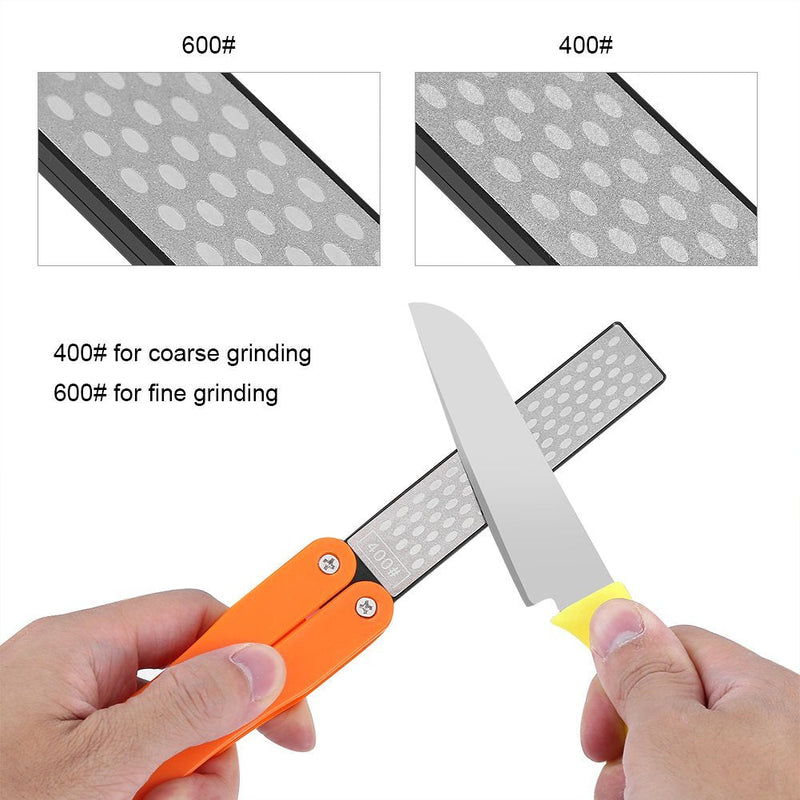  [AUSTRALIA] - 400/600 Grit Knife Sharpener, Folding Double-Sided Diamond Sharpening Stone Tool for Outdoor Camping Garden Kitchen(Yellow) Yellow