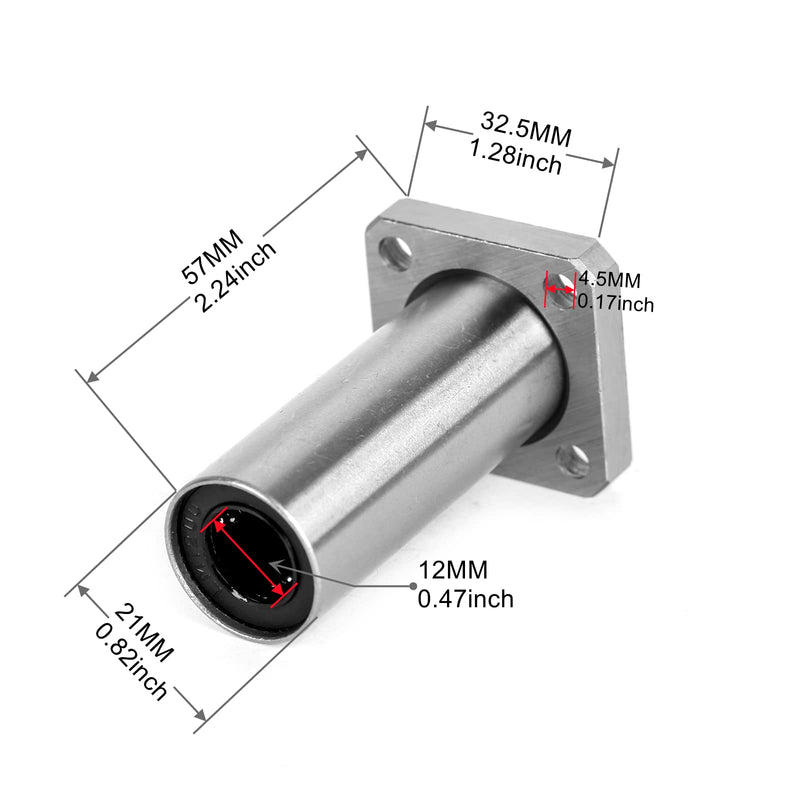  [AUSTRALIA] - Ruimou 2Pcs LMK12UU Lengthen Model Square Linear Bearing Slide Unit Bushing(12MM Inner Dia.) for CNC Machine,3D Printer Parts